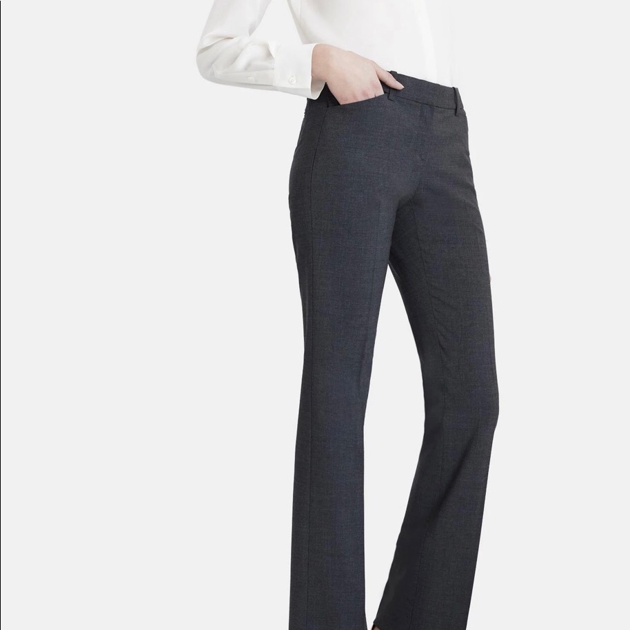 Theory Grey Pants Straight Legs, Belt Loops Like New Condition Size: 12